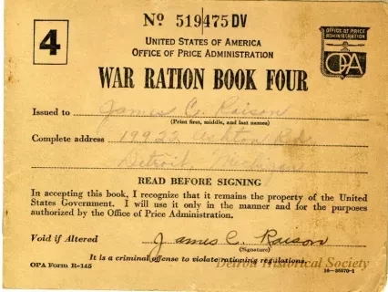 Book, Ration - War Ration Book Four