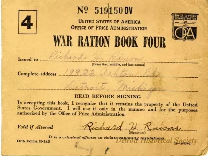 Book, Ration - War Ration Book Four