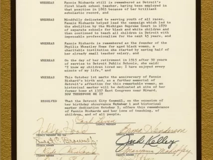 Resolution - Resolution in Memoriam Fannie Richards