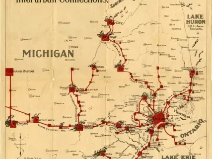 Map - The Trolley Way Into and Out of Detroit