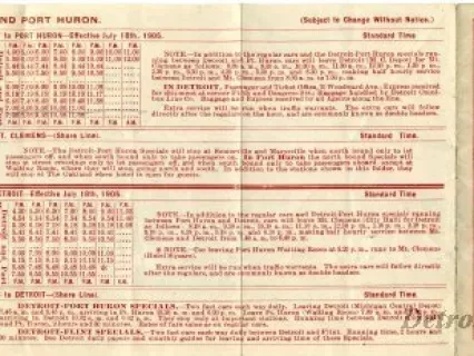 Schedule - Rapid Railway System, Detroit and Port Huron Electric Fast Line