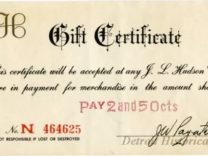Certificate, Gift