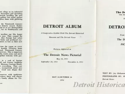Pamphlet - The Detroit News, The Home Newspaper, Presents Detroit Album, From the Issues of The Detroit News Pictorial