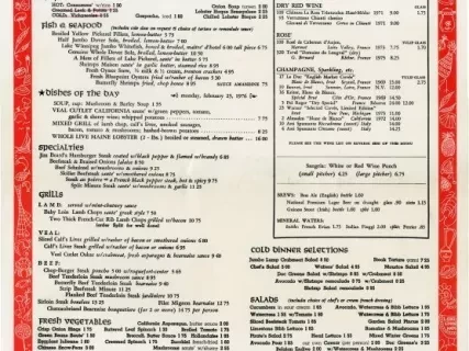 Menu - London Chop House