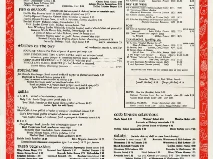 Menu - London Chop House