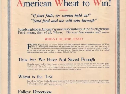 Poster - Food and the War!
American Wheat to Win!