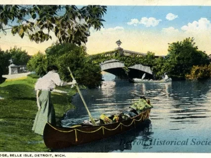 Postcard - Bridge, Belle Isle, Detroit, Mich.