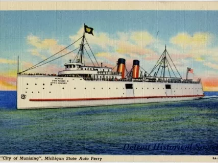 Postcard - "CITY OF MUNISING", Michigan State Auto Ferry