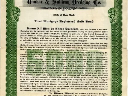 Bond - Dunbar & Sullivan Dredging Co. 
First Mortgage Registered Gold Bond