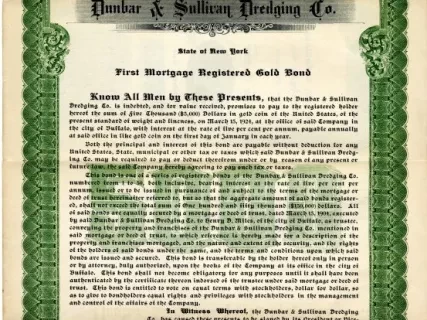 Bond - Dunbar & Sullivan Dredging Co. 
First Mortgage Registered Gold Bond