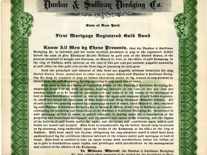 Bond - Dunbar & Sullivan Dredging Co. 
First Mortgage Registered Gold Bond