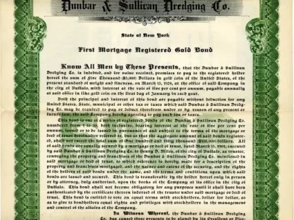 Bond - Dunbar & Sullivan Dredging Co. 
First Mortgage Registered Gold Bond