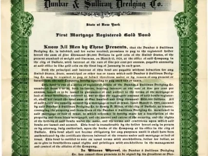 Bond - Dunbar & Sullivan Dredging Co. 
First Mortgage Registered Gold Bond