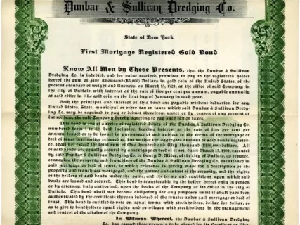 Bond - Dunbar & Sullivan Dredging Co. 
First Mortgage Registered Gold Bond