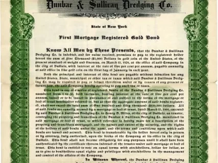 Bond - Dunbar & Sullivan Dredging Co. 
First Mortgage Registered Gold Bond