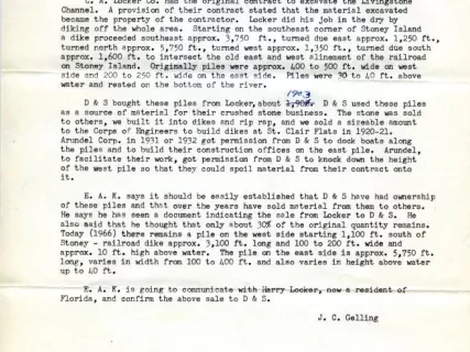 Memorandum - D&S Stone Piles East & West of Livingstone Channel