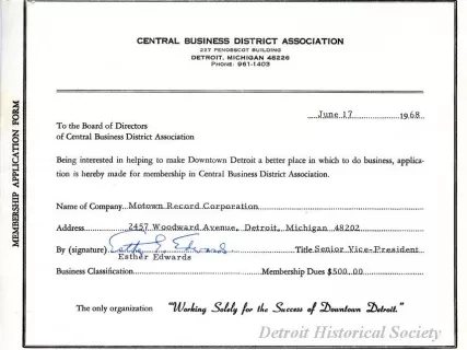Application, Membership - Central Business District Association
