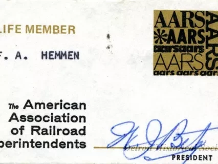 Card, Membership - American Association of Railroad Superintendents