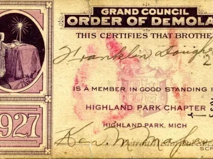 Card, Membership - Grand Council,
Order of DeMolay