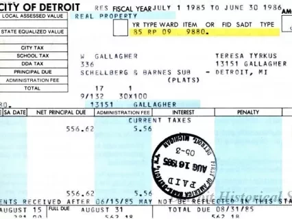 Bill, Tax - City of Detroit Taxes