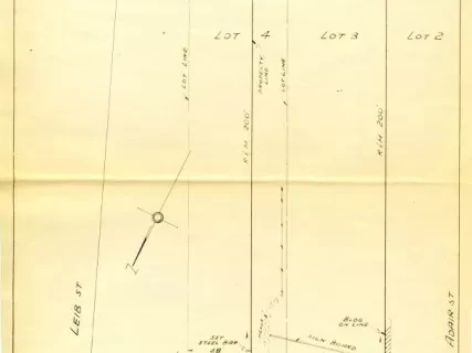 Survey, Land - Plat of Survey of Lot 3 & W'ly [Westerly] 16' of Lot 4,
Plat of Subdivision of Leib Farm, City of Detroit, Liber 1, Page 130