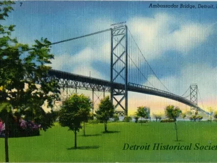 Postcard - Ambassador Bridge, Detroit, Mich.
