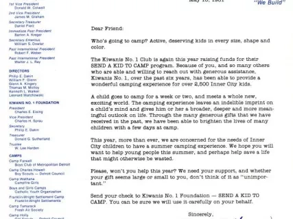 Letter - Send a Kid to Camp