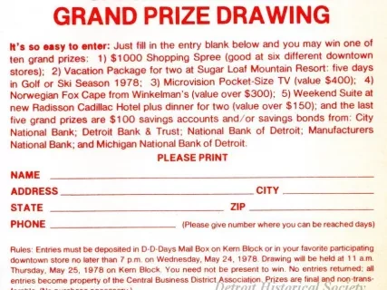 Flyer - Spring D-D [Downtown Detroit] Days Grand Prize Drawing