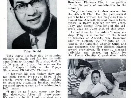 Article - Profile of the President: Adcraft President Toby S. David 
Leads Active Life of Public Service