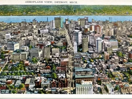Postcard - Aeroplane View, Detroit Mich.