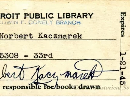 Card, Library - Detroit Public Library