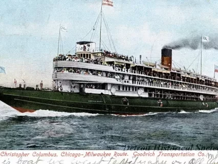 Postcard - S.S. Christopher Columbus. 
Chicago-Milwaukee Route.  Goodrich Transportation Co.
