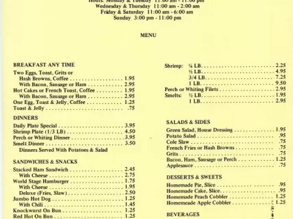 Menu - The World Stage Cafe