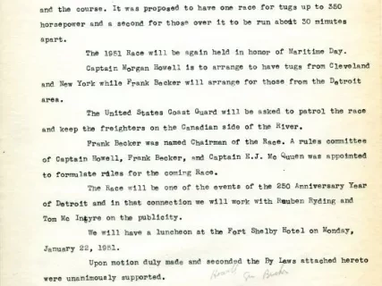 Minutes - Minutes of the Meeting Held Friday, January 5, 1951, 
at 2015 Dime Building, Detroit, Michigan