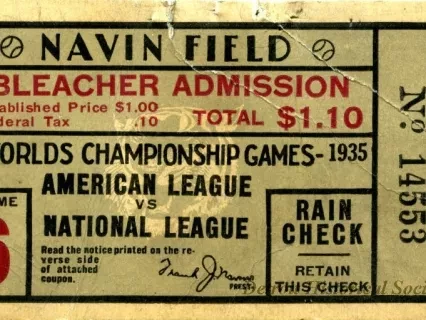 Ticket, Admission - Navin Field
Bleacher Admission