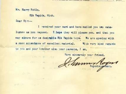 Letter - Michigan Military Academy