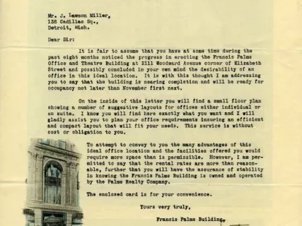 Letter - Francis Palms Building