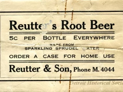 Label, Product - Reutter's Root Beer.