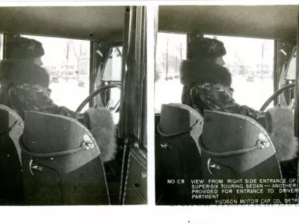 Stereograph - View From Right Side Entrance Of Hudson Super-Six Touring Sedan - Another Door Is Provided For Entrance To Drivers' Compartment, Hudson Motor Car Co, Detroit, USA