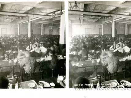 Stereograph - Partial View Of Employees' Dining, Hudson Motor Car Co, Detroit, USA