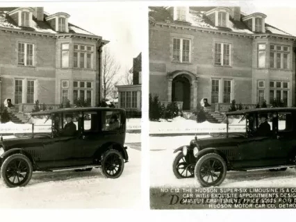 Stereograph - The Hudson Super-Six Limousine Is A Comfort Car With Exquisite Appointments Designed By Master Craftsmen; Price $2925 FOB Detroit, Hudson Motor Car Co, Detroit, USA