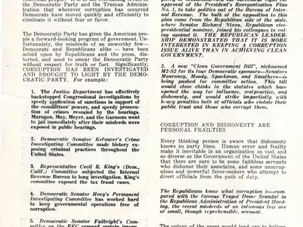 Flier, Political - FACTS On Integrity In Government