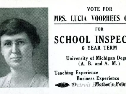 Card, Political - Vote for
Mrs. Lucia Voorhees Grimes