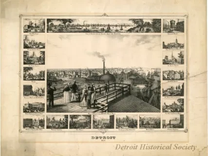 Lithograph - Detroit 1852