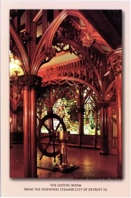 Postcard - The Gothic Room From The Sidewheel Steamer City of Detroit III. - The Gothic Room from the Sidewheel Stearmer City of Detroit III