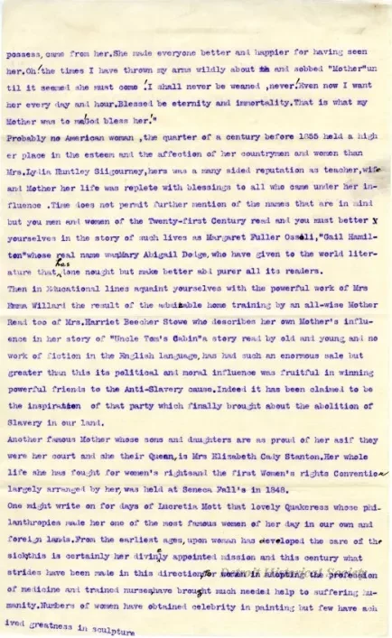 Letter - The American Mother of the Nineteenth Century