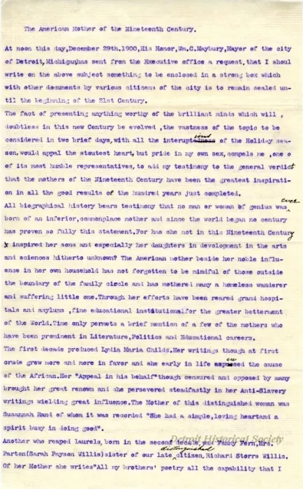 Letter - The American Mother of the Nineteenth Century