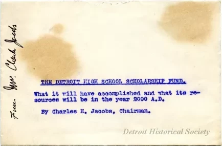 Envelope - The Detroit High School Scholarship Fund