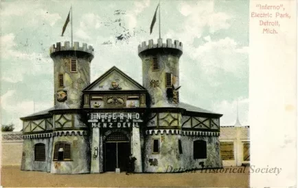 Postcard - "Inferno", Electric Park, Detroit, Mich.