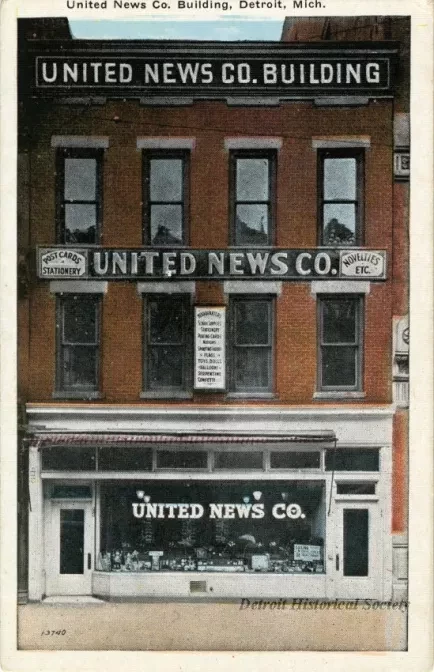 Postcard - United News Co. Building, Detroit, Mich.